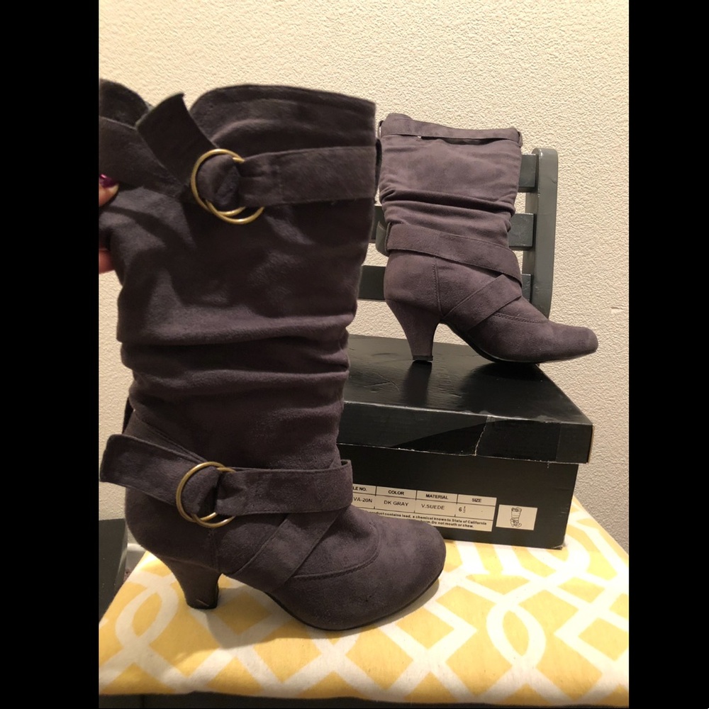 Dark gray suede boots size 6.5